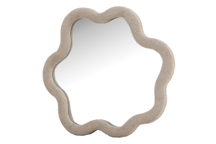 VENTURE DESIGN Kungsbacka veggspeil, organisk - speilglass og beige boucl� (70x70)