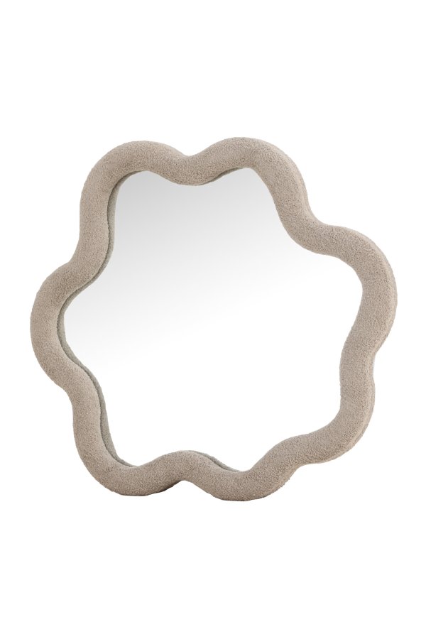 VENTURE DESIGN Kungsbacka v�gspejl, organisk - spejlglas og beige boucl� (70x70)