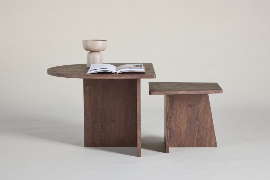 VENTURE DESIGN Sala salongbord 60x45 cm, 40x35 cm - MDF med mokka 3D-papir