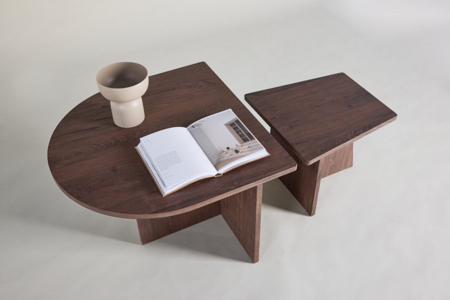 VENTURE DESIGN Sala salongbord 60x45 cm, 40x35 cm - MDF med mokka 3D-papir