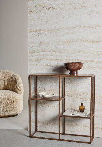 VENTURE DESIGN Staal reol - MDF og st�l med valn�d 3D-papir (H:81)