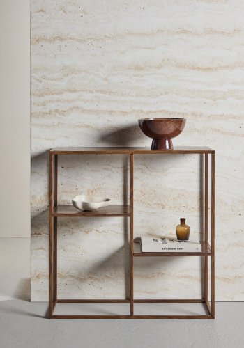 VENTURE DESIGN Staal reol - MDF og st�l med valn�d 3D-papir (H:81)