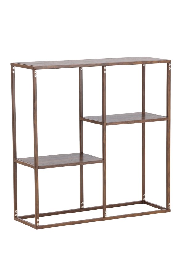 VENTURE DESIGN Staal reol - MDF og st�l med valn�d 3D-papir (H:81)