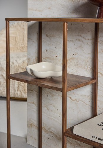 VENTURE DESIGN Staal reol - MDF og st�l med valn�d 3D-papir (H:81)