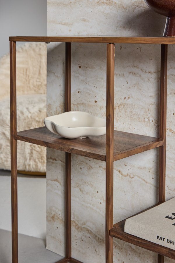 VENTURE DESIGN Staal reol - MDF og st�l med valn�d 3D-papir (H:81)