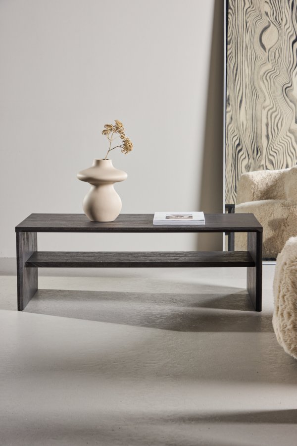 VENTURE DESIGN Telemarket sofabord 110x50x38 cm - MDF med sort 3D-papir