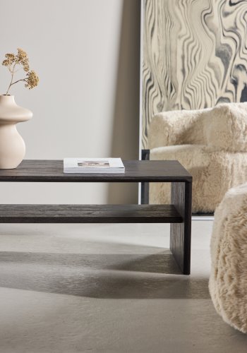 VENTURE DESIGN Telemarket sofabord, m. 1 hylde - sort 3D-papir (110x50x38)