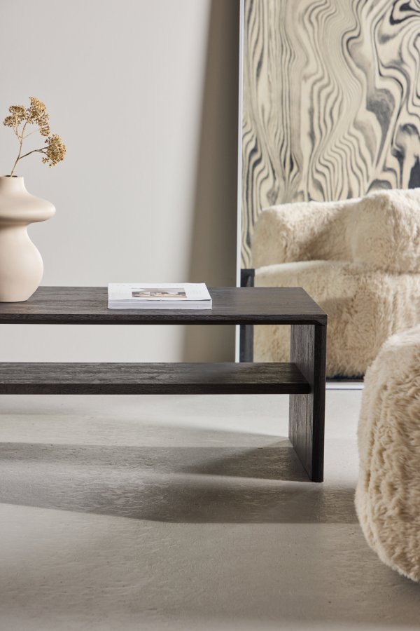 VENTURE DESIGN Telemarket sofabord 110x50x38 cm - MDF med sort 3D-papir