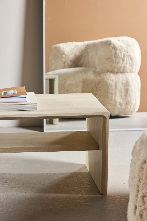 VENTURE DESIGN Telemarket sofabord 110x50x38 cm - MDF med hvidvasket 3D-papir