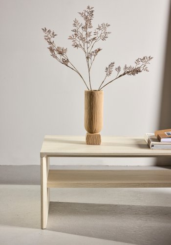 VENTURE DESIGN Telemarket sofabord, m. 1 hylde - hvidvasket 3D-papir (110x50x38)