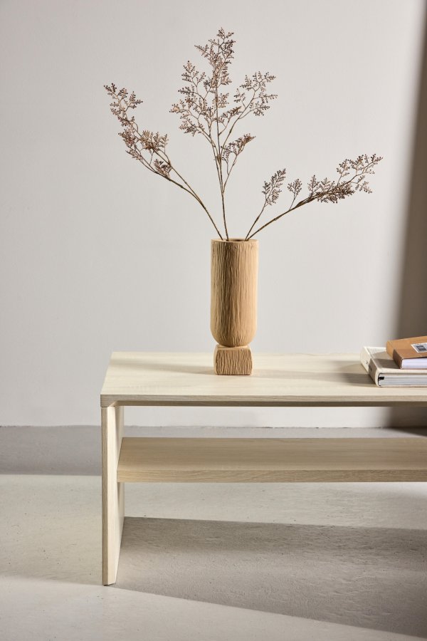 VENTURE DESIGN Telemarket sofabord 110x50x38 cm - MDF med hvidvasket 3D-papir