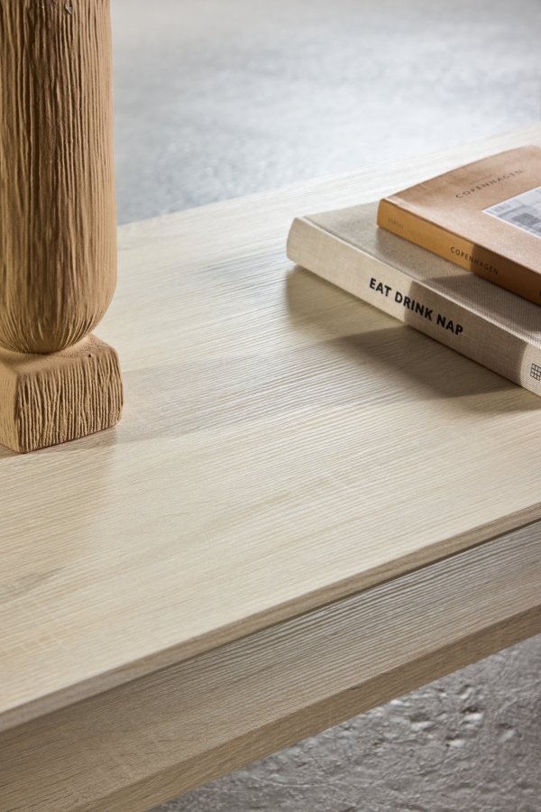 VENTURE DESIGN Telemarket sofabord 110x50x38 cm - MDF med hvidvasket 3D-papir