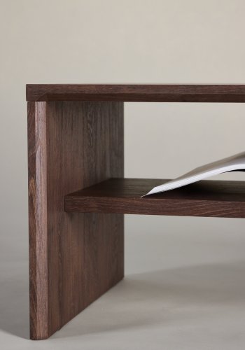 VENTURE DESIGN Telemarket sofabord, m. 1 hylde - mocca 3D-papir (110x50x38)