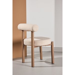 VENTURE DESIGN Tillo Spisestole 2-pak - St�l med Woodlook 3D Papir / Hvid Boucl&eacute;