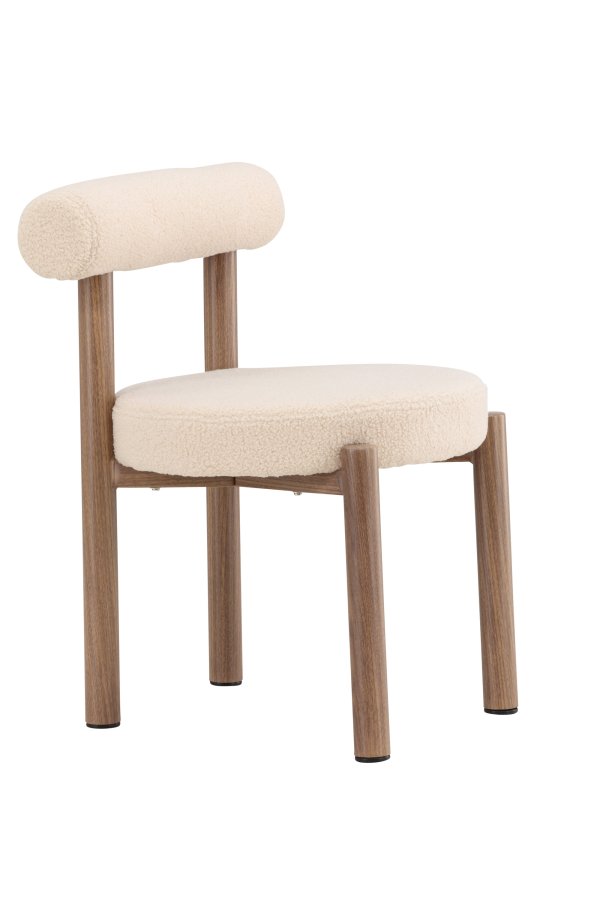 VENTURE DESIGN Tillo Spisestole 2-pak - St�l med Woodlook 3D Papir / Hvid Boucl&eacute;