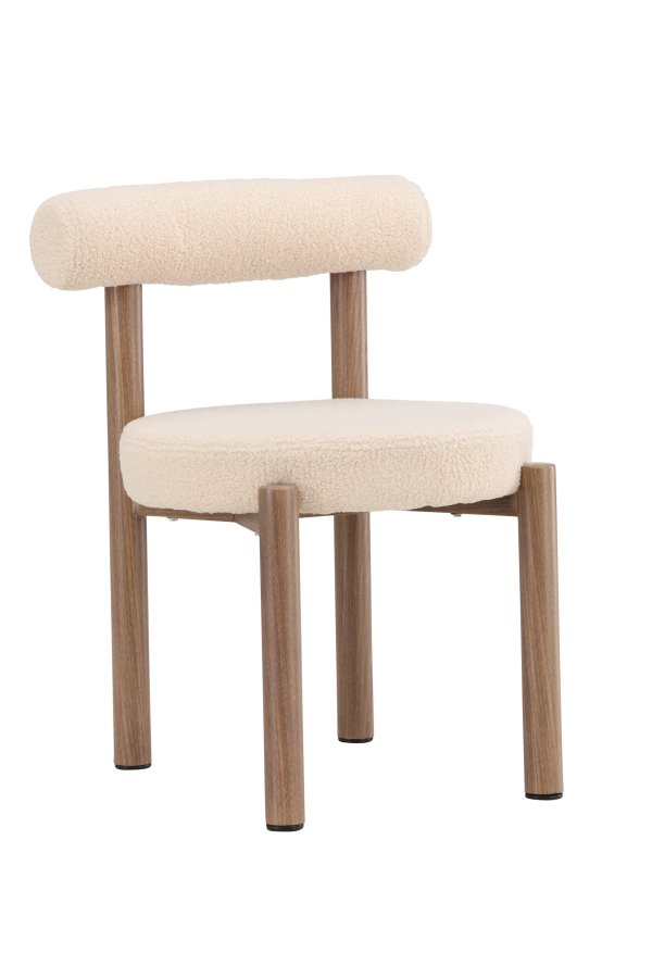 VENTURE DESIGN Tillo Spisestole 2-pak - St�l med Woodlook 3D Papir / Hvid Boucl&eacute;