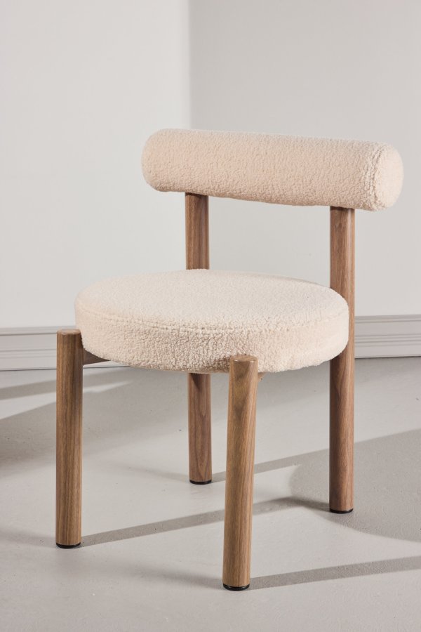 VENTURE DESIGN Tillo Spisestole 2-pak - St�l med Woodlook 3D Papir / Hvid Boucl&eacute;