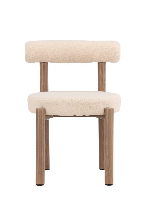 VENTURE DESIGN Tillo Spisestole 2-pak - St�l med Woodlook 3D Papir / Hvid Boucl&eacute;