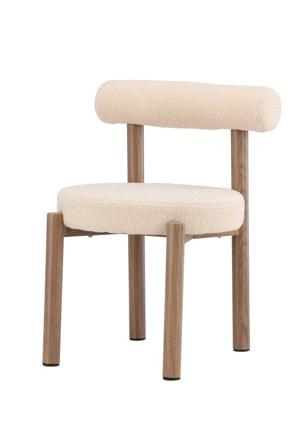 VENTURE DESIGN Tillo Spisestole 2-pak - St�l med Woodlook 3D Papir / Hvid Boucl&eacute;