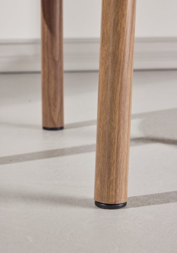 VENTURE DESIGN Tillo spisebordsstol - hvid boucl� stof og st�l med brun Woodlook 3D Papir