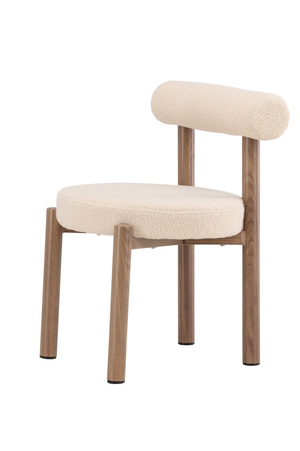 VENTURE DESIGN Tillo Spisestole 2-pak - St�l med Woodlook 3D Papir / Hvid Boucl&eacute;