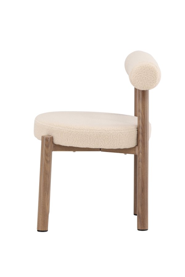 VENTURE DESIGN Tillo Spisestole 2-pak - St�l med Woodlook 3D Papir / Hvid Boucl&eacute;