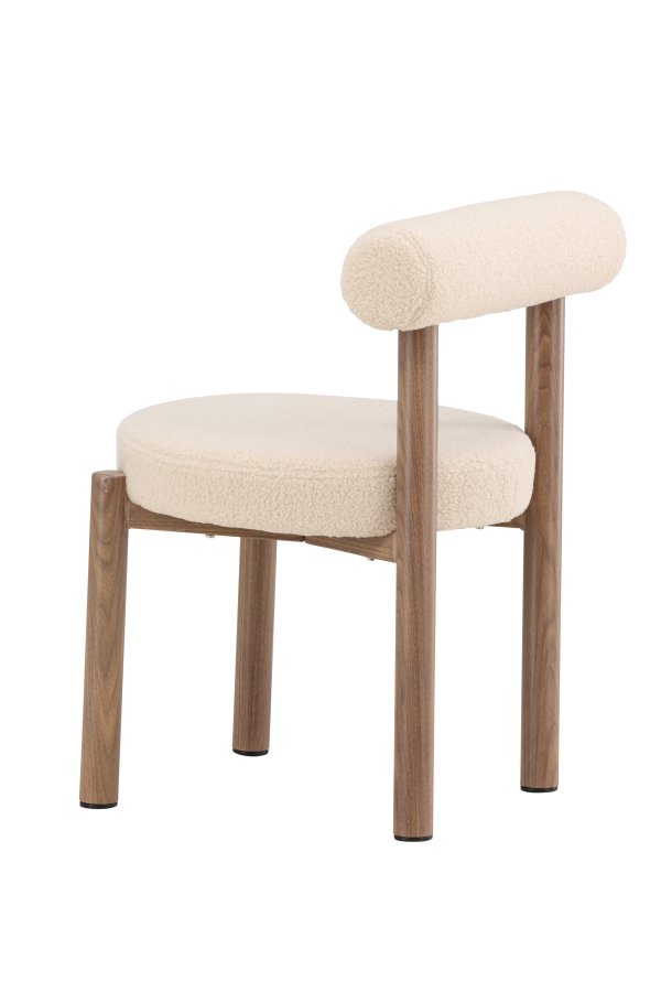 VENTURE DESIGN Tillo Spisestole 2-pak - St�l med Woodlook 3D Papir / Hvid Boucl&eacute;