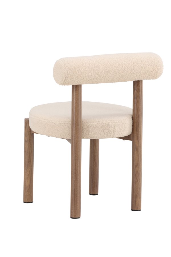 VENTURE DESIGN Tillo Spisestole 2-pak - St�l med Woodlook 3D Papir / Hvid Boucl&eacute;