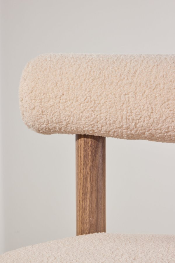 VENTURE DESIGN Tillo Spisestole 2-pak - St�l med Woodlook 3D Papir / Hvid Boucl&eacute;