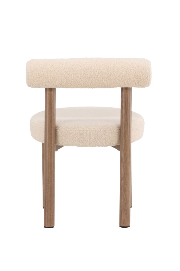 VENTURE DESIGN Tillo Spisestole 2-pak - St�l med Woodlook 3D Papir / Hvid Boucl&eacute;