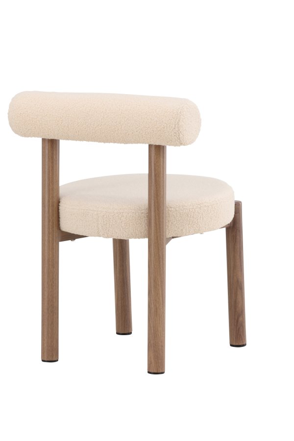 VENTURE DESIGN Tillo Spisestole 2-pak - St�l med Woodlook 3D Papir / Hvid Boucl&eacute;