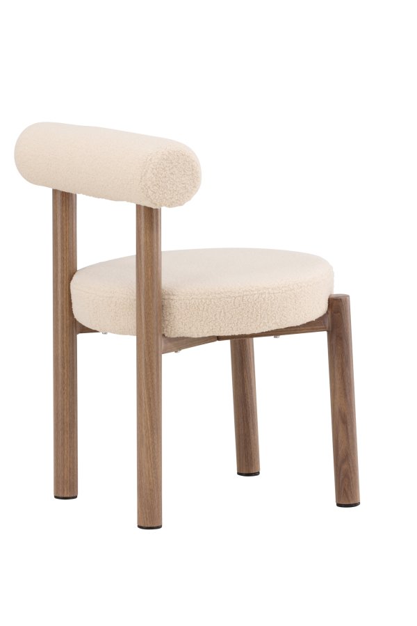 VENTURE DESIGN Tillo Spisestole 2-pak - St�l med Woodlook 3D Papir / Hvid Boucl&eacute;