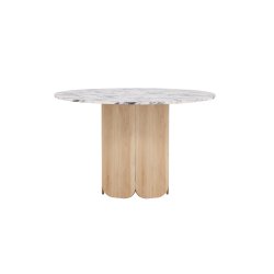 VENTURE DESIGN Tekla spisebord, rund - lysegr� Calacatta look og natur 3D-papir (�120x75)