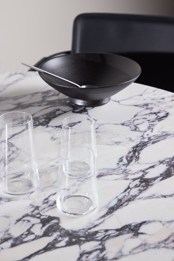 VENTURE DESIGN Tekla spisebord, rund - lysegr� Calacatta look og natur 3D-papir (�120x75)