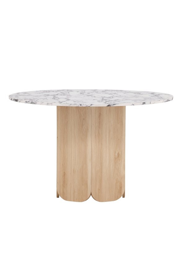 VENTURE DESIGN Tekla spisebord, rund - lysegr� Calacatta look og natur 3D-papir (�120x75)