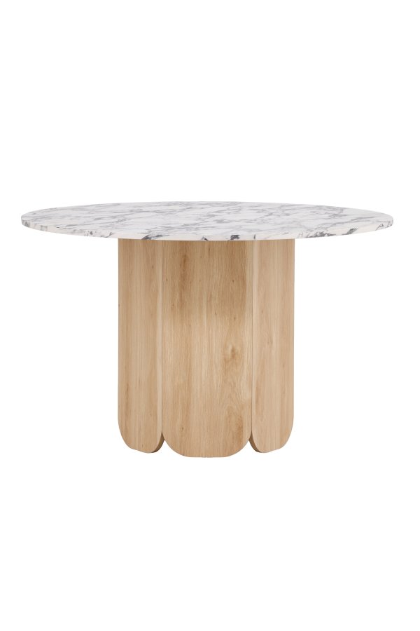 VENTURE DESIGN Tekla spisebord, rund - lysegr� Calacatta look og natur 3D-papir (�120x75)