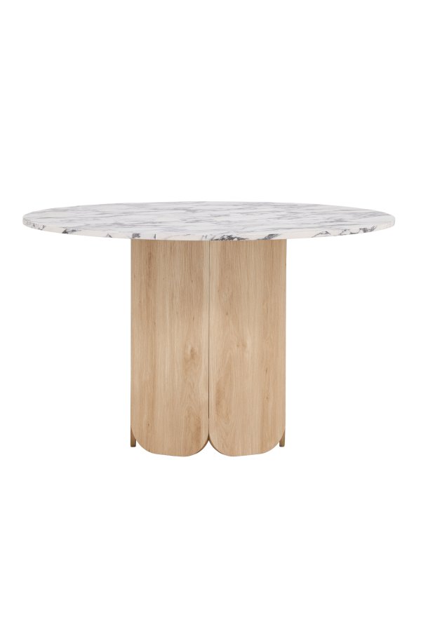 VENTURE DESIGN Tekla spisebord, rund - lysegr� Calacatta look og natur 3D-papir (�120x75)