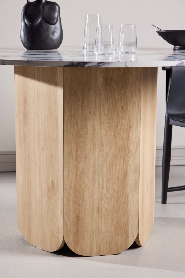 VENTURE DESIGN Tekla spisebord, rund - lysegr� Calacatta look og natur 3D-papir (�120x75)