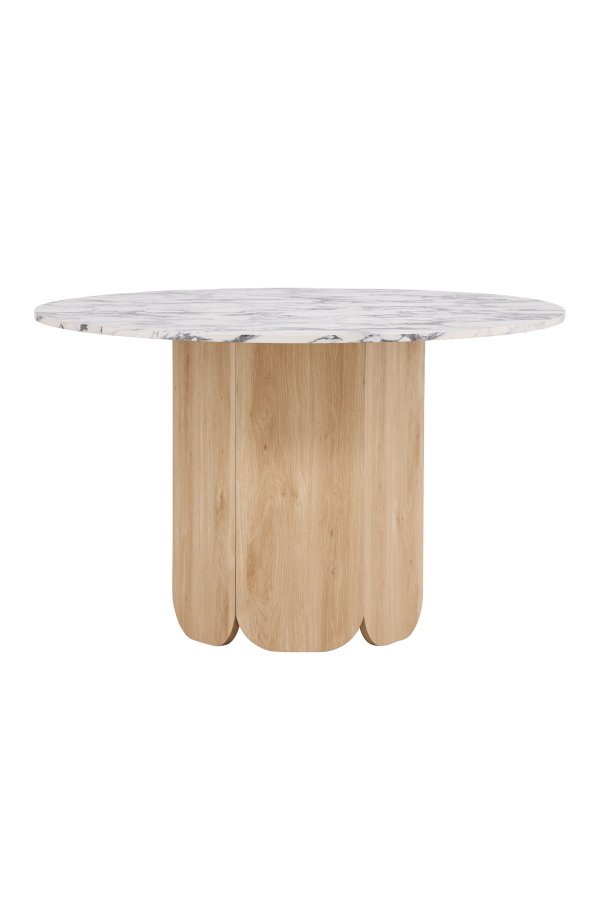 VENTURE DESIGN Tekla spisebord, rund - lysegr� Calacatta look og natur 3D-papir (�120x75)