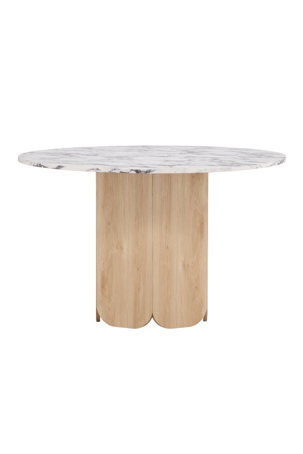 VENTURE DESIGN Tekla spisebord, rund - lysegr� Calacatta look og natur 3D-papir (�120x75)