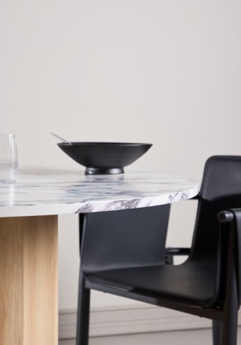 VENTURE DESIGN Tekla spisebord, rund - lysegr� Calacatta look og natur 3D-papir (�120x75)