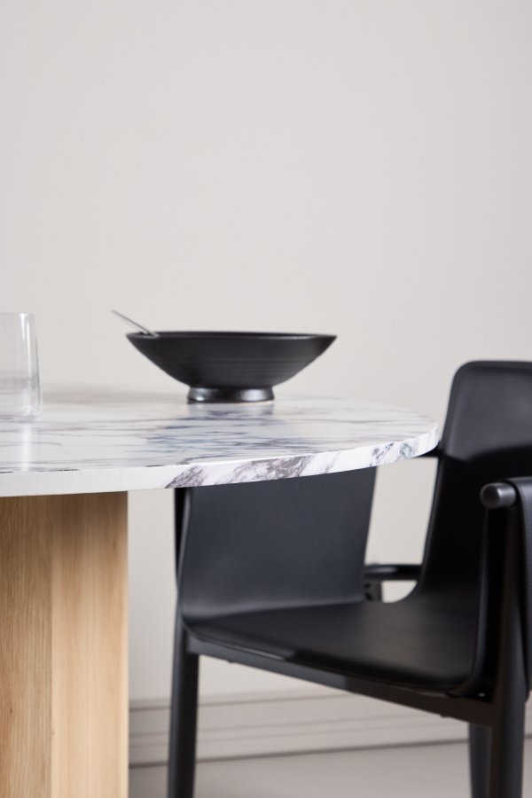 VENTURE DESIGN Tekla spisebord, rund - lysegr� Calacatta look og natur 3D-papir (�120x75)