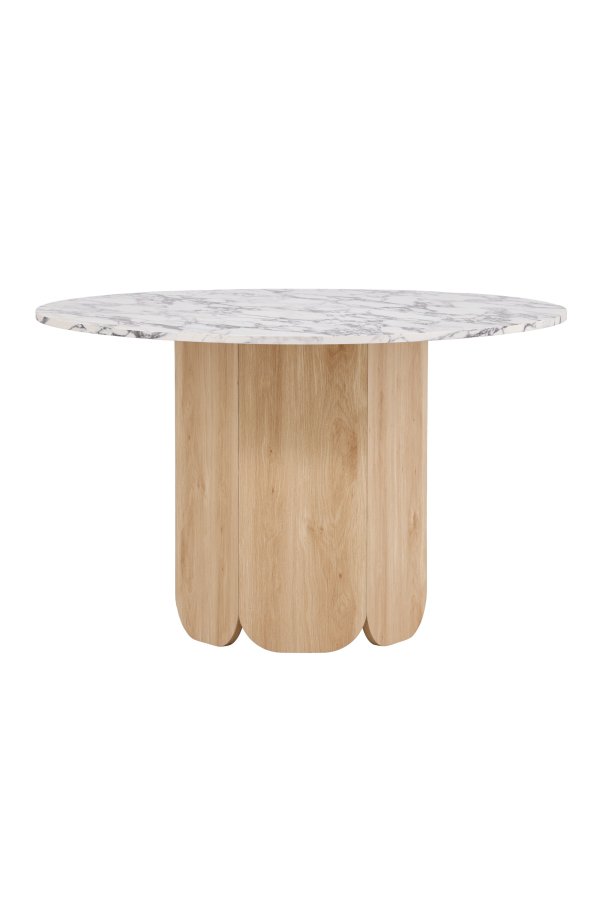 VENTURE DESIGN Tekla spisebord, rund - lysegr� Calacatta look og natur 3D-papir (�120x75)