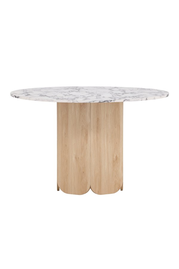 VENTURE DESIGN Tekla spisebord, rund - lysegr� Calacatta look og natur 3D-papir (�120x75)