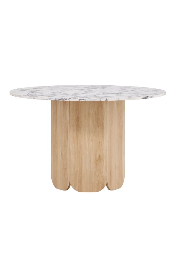 VENTURE DESIGN Tekla spisebord, rund - lysegr� Calacatta look og natur 3D-papir (�120x75)