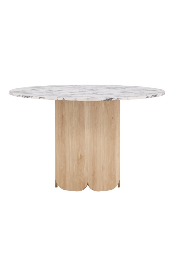 VENTURE DESIGN Tekla spisebord, rund - lysegr� Calacatta look og natur 3D-papir (�120x75)