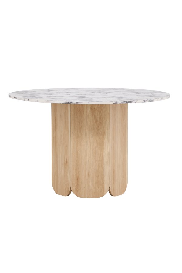 VENTURE DESIGN Tekla spisebord, rund - lysegr� Calacatta look og natur 3D-papir (�120x75)