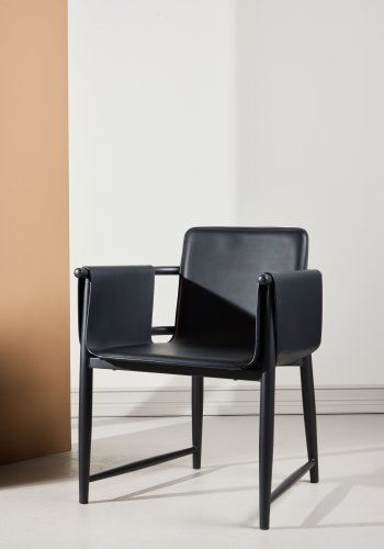 VENTURE DESIGN Bj�re spisebordsstol, m. arml�n - sort polyurethan og sort metal