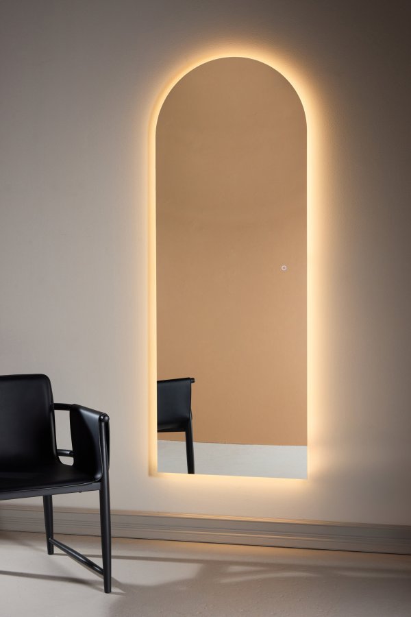 VENTURE DESIGN Skeppsvik x Josefin Lustig v�gspejl, m. lys - spejlglas og s�lv aluminium (70x185)