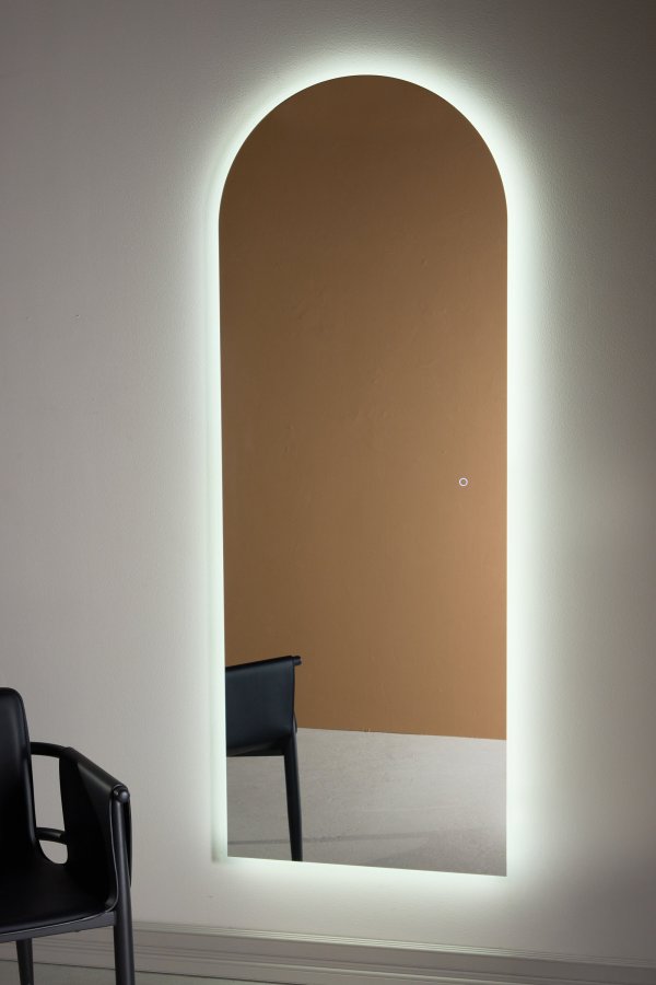 VENTURE DESIGN Skeppsvik x Josefin Lustig v�gspejl, m. lys - spejlglas og s�lv aluminium (70x185)